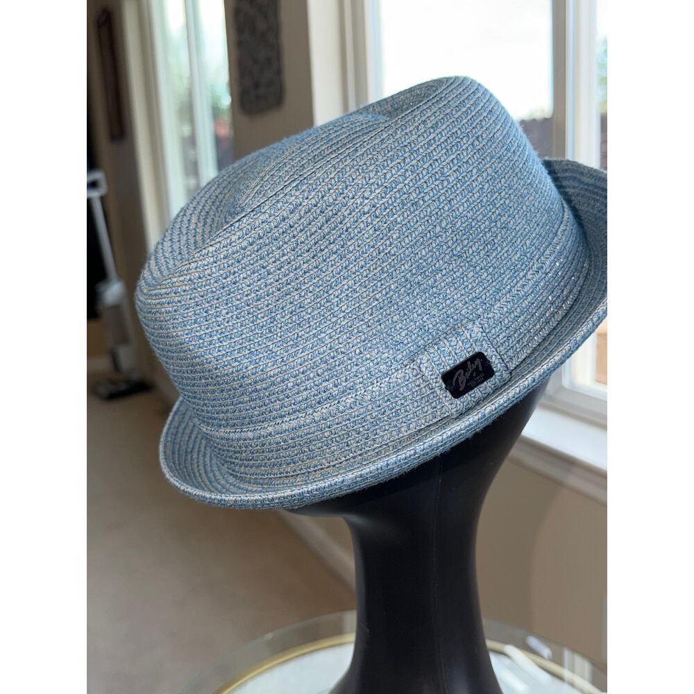 Bailey of Hollywood Light Blue Paper Blend Fedora Trilby Hat L Lightweight - Picture 3 of 11